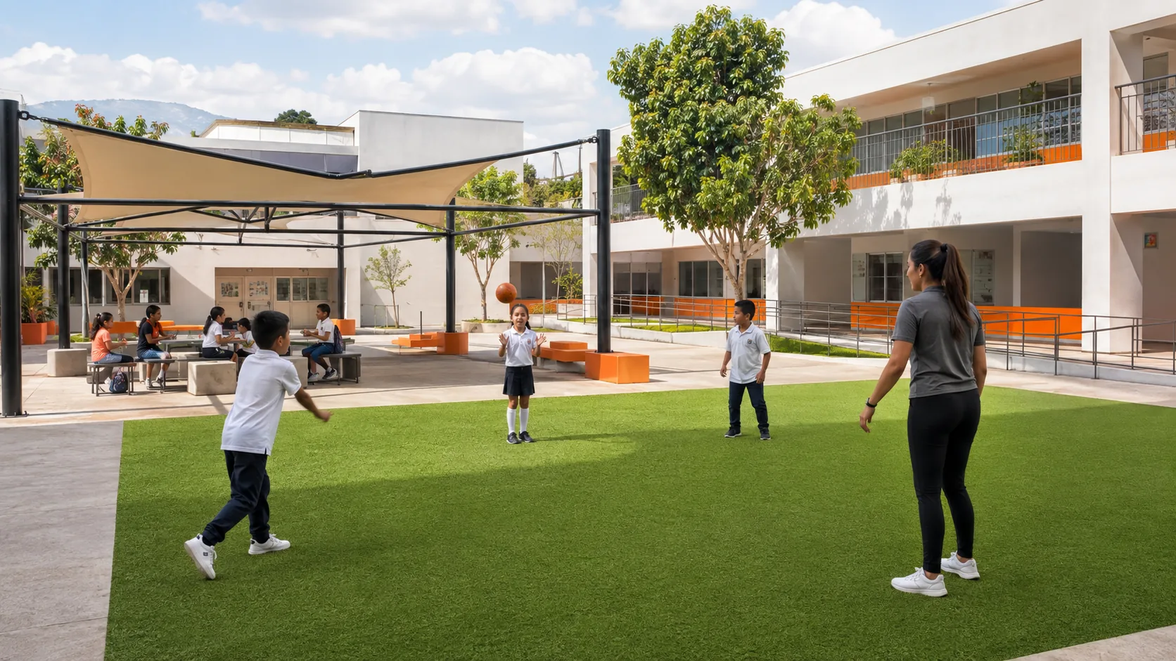 Pasto sintético para escuelas y áreas infantiles