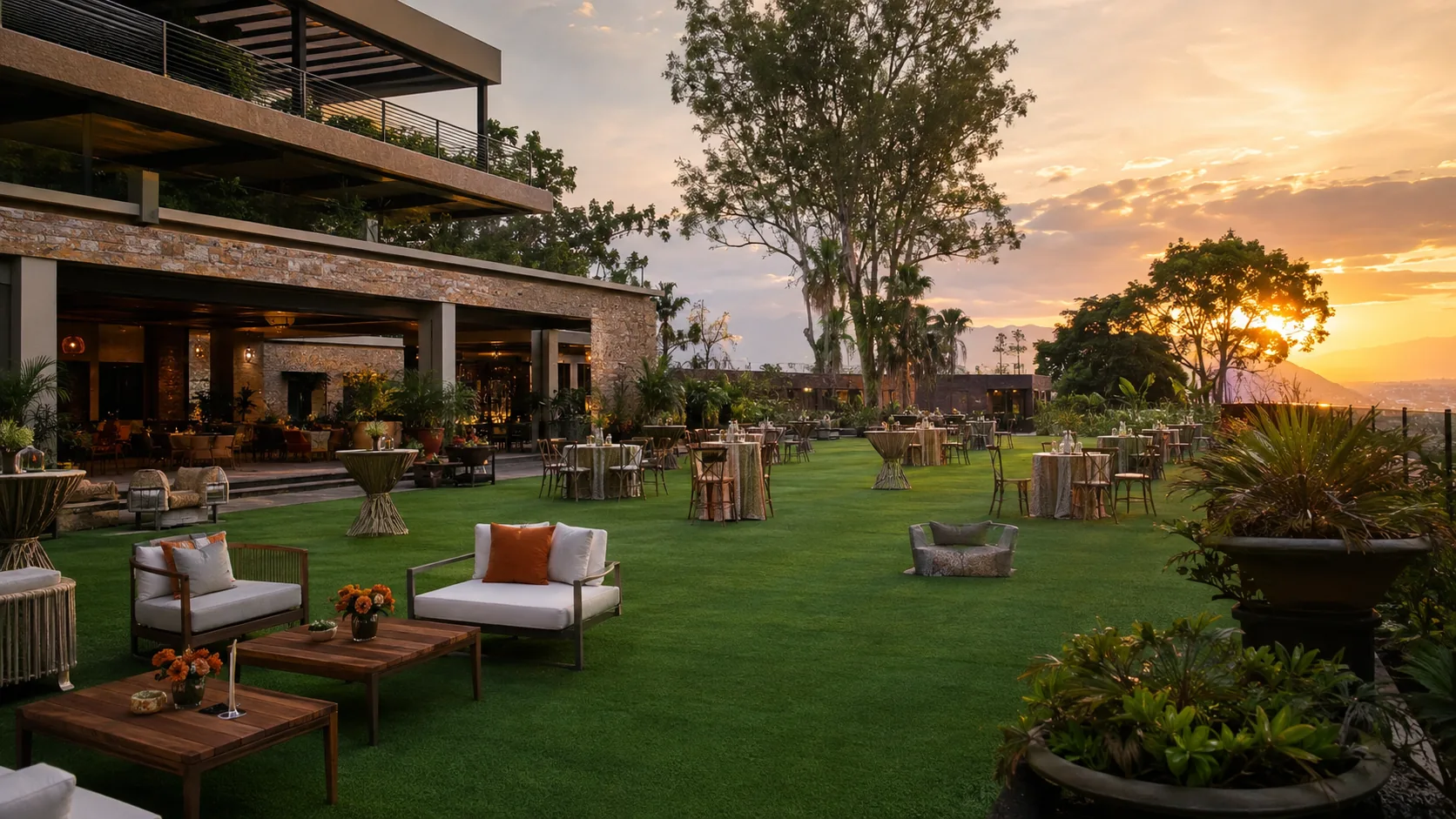 Pasto sintético para hoteles, eventos y espacios comerciales