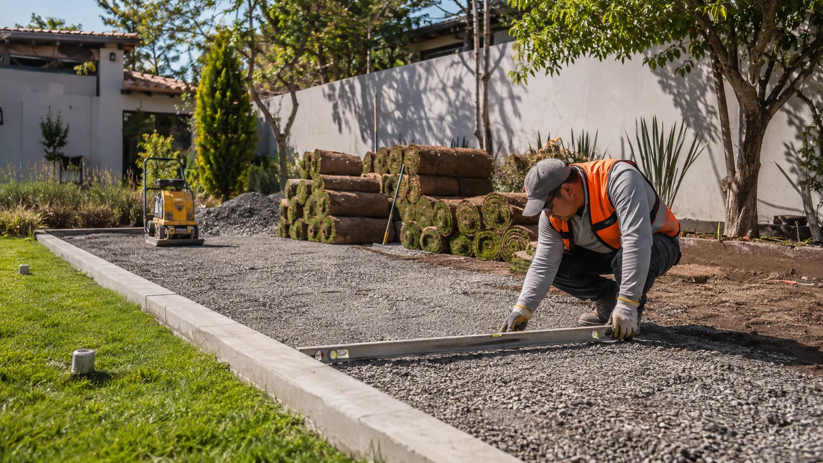 Preparación del terreno para instalar pasto sintético