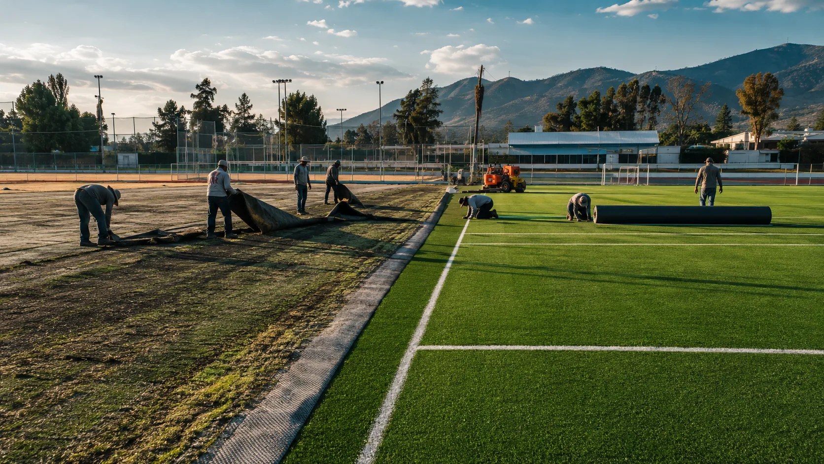 Rehabilitación y cambio de pasto sintético en canchas